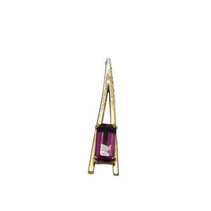 Vintage Avon Gold Tone Pendant With Purple Rectangular Gemstone Accent